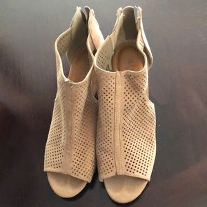 Beige open toe worn